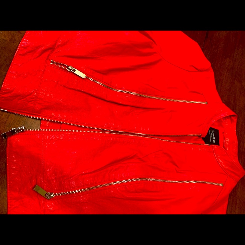 Real leather rare red BEBE just, like new, size L